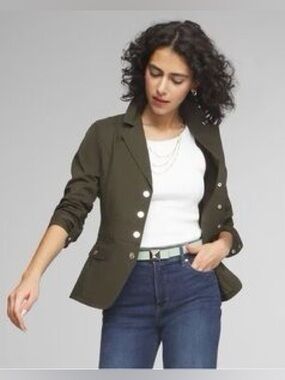 White House Black Market Olive Green Button Blazer